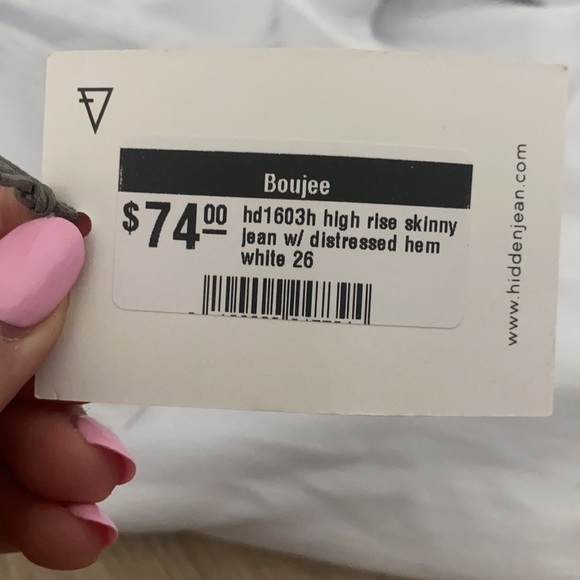 High rise skinny jean w/ distressed hem - Picture 5 of 5